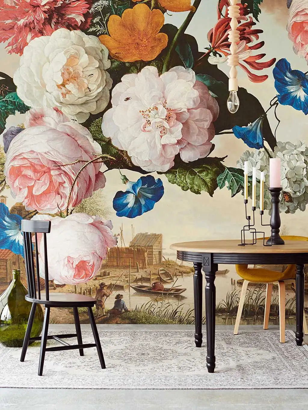 Raumbild Iwanka - Blumen - Figuren - Großmotiv - Landschaft - Creme - Hellbraun - Multicolor - Eijffinger