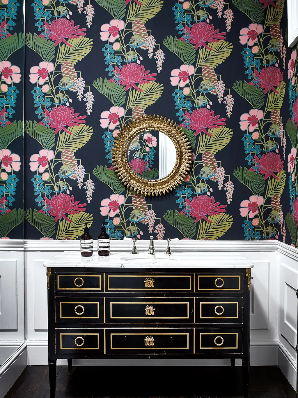 Raumbild Salon, col. 3 - Blumen - Blätter - Multicolor - Sanderson