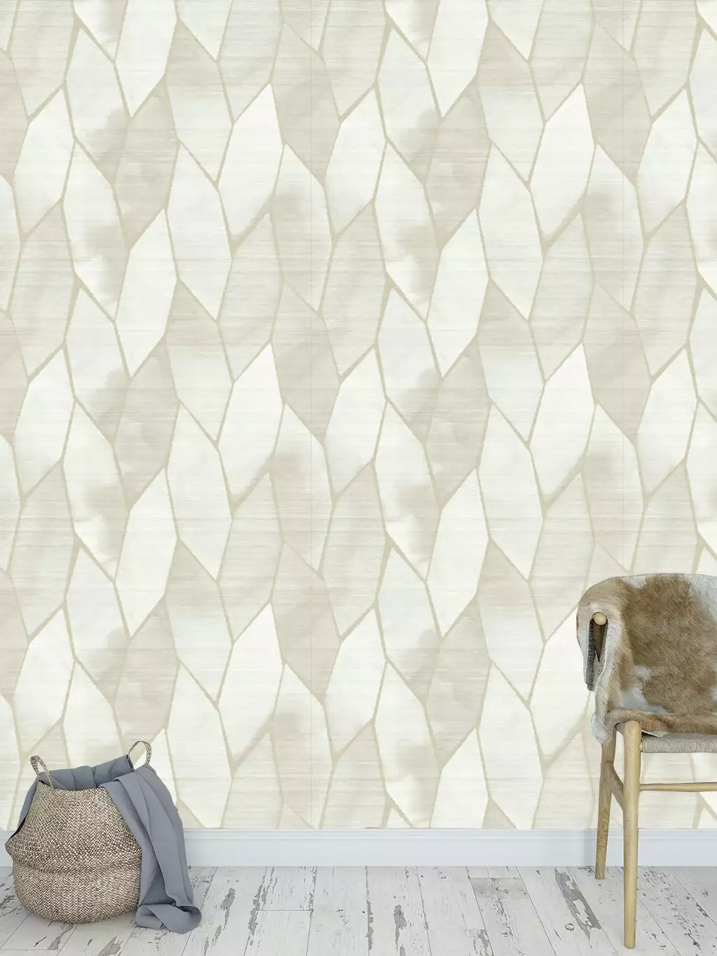 Yuzen, col. 01 - Blätter - Florale Muster - Moderne Muster - Creme - Hellbraun - Èlitis