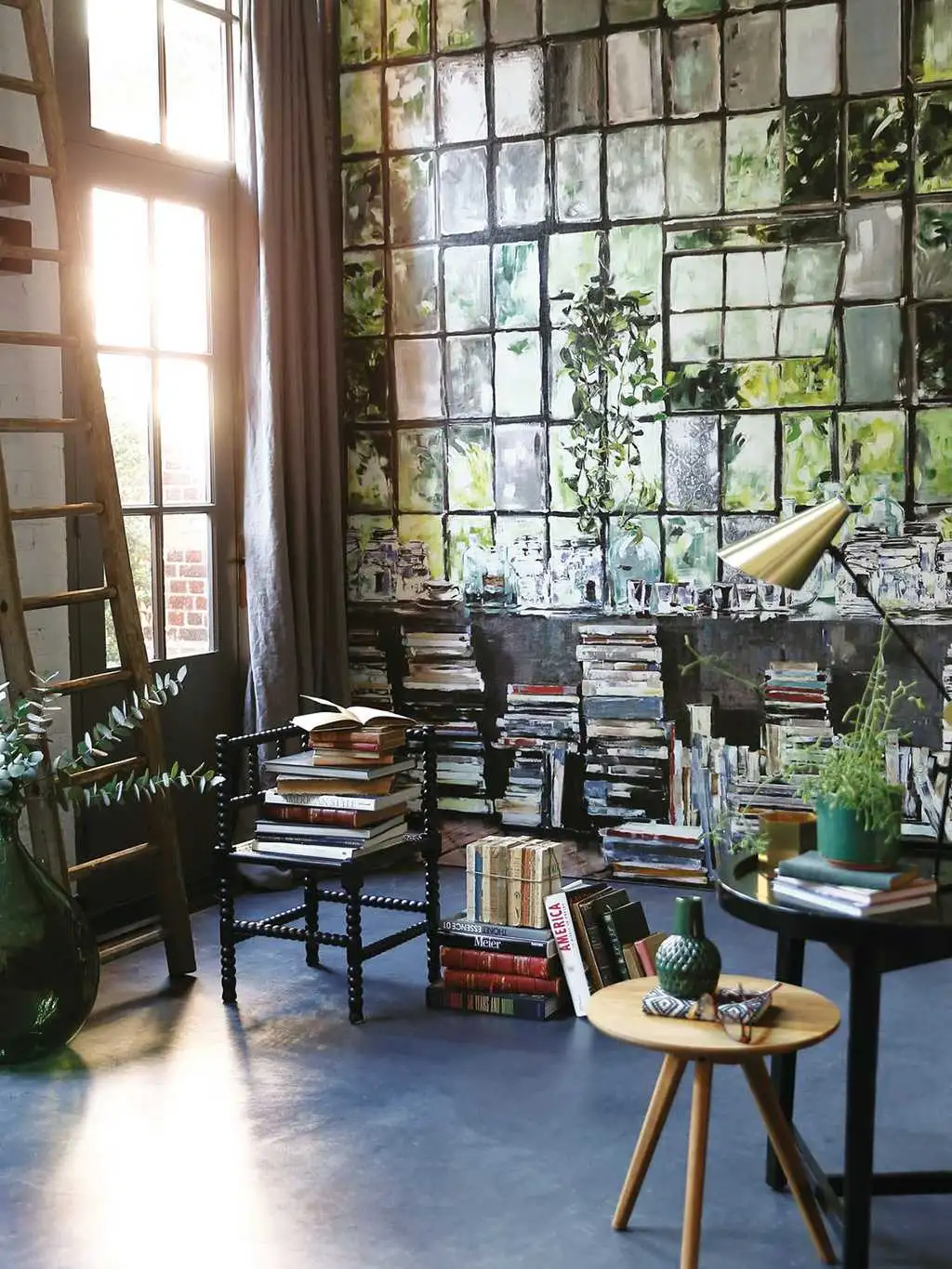 Raumbild LOFT STORIES - Aquarell - Fassade - Flaschen - Multicolor - Casamance