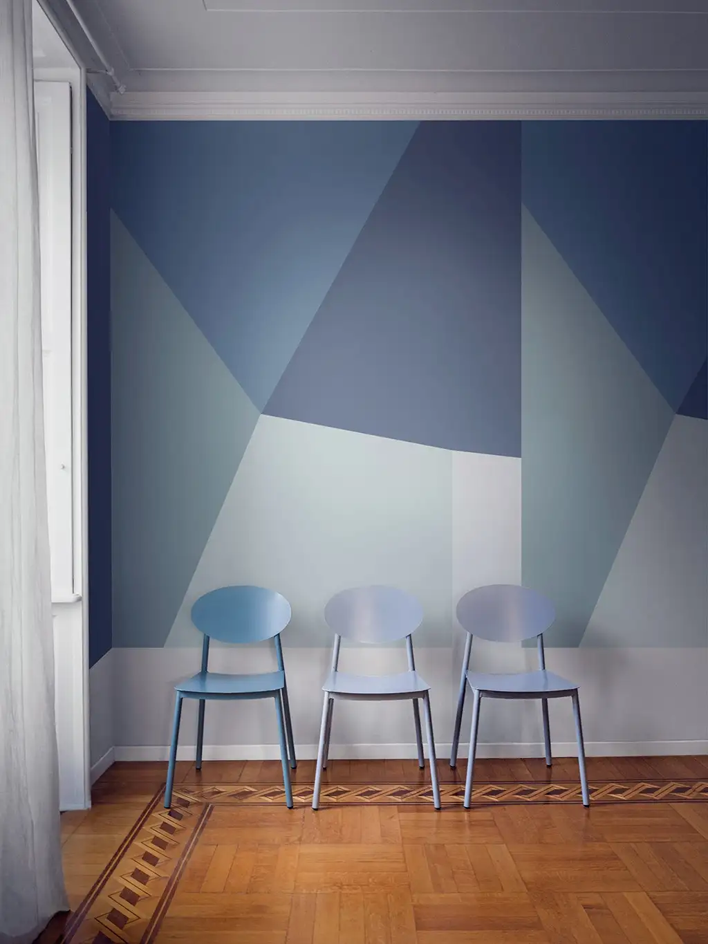 Sequenza Sea - Graphisch - Blau - Creme - Grün - DECOPRINT