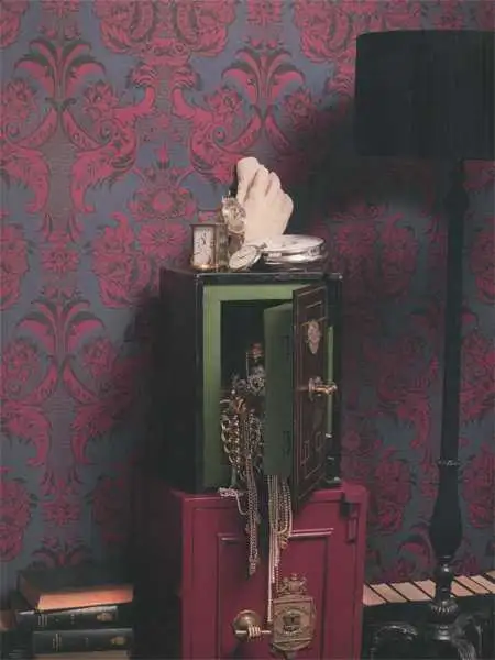 Wyndham - Ornamente Tapeten - Anthrazit - Rot - Schwarz - Cole & Son