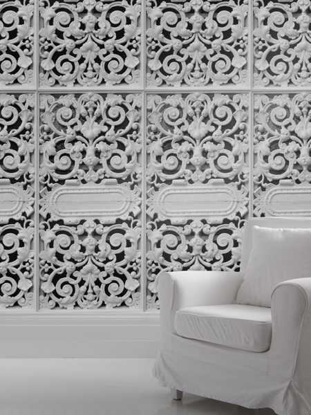 White Cast Iron Lace - wall wallpaper
