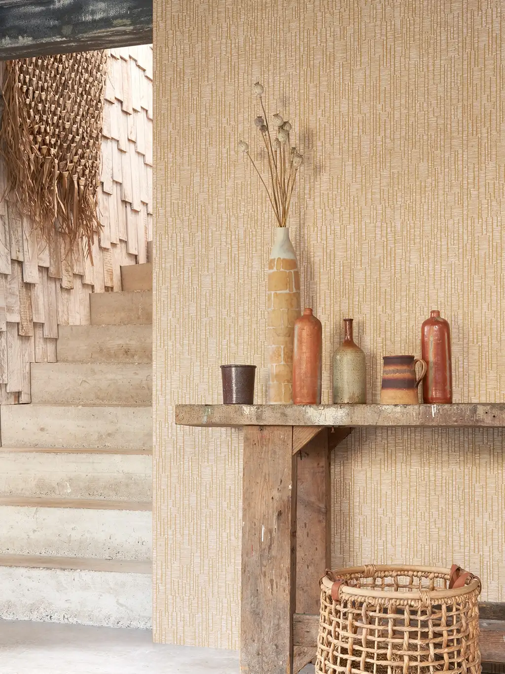 Mediterrane Capri, col. 01 - Linie - Hellbraun - Weiß - Casadeco