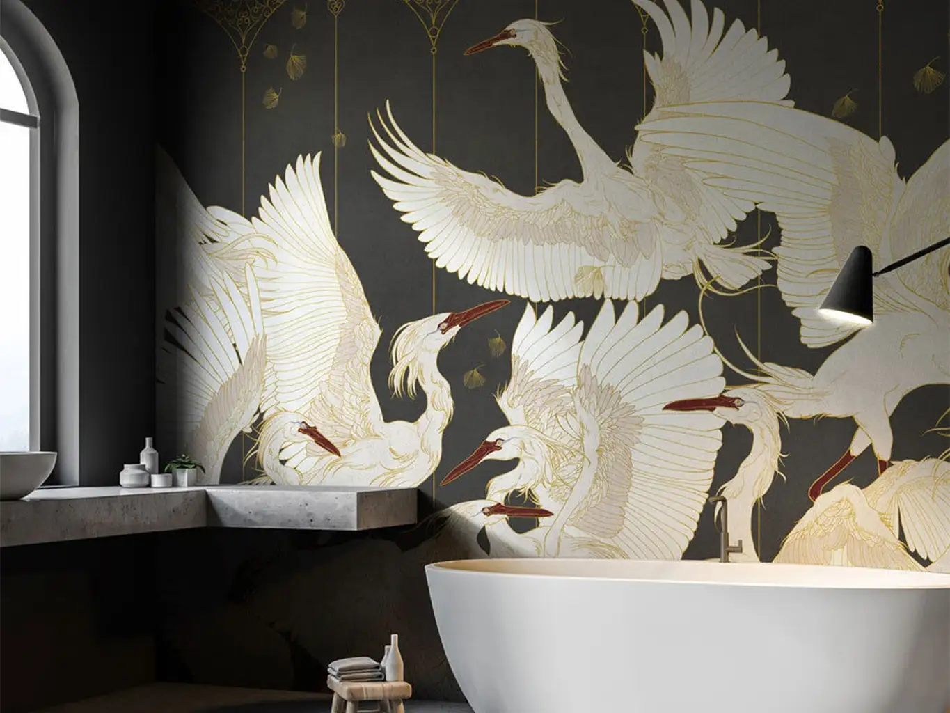 Raumbild LA DANSE, BLACK - Tapeten mit Vogelmotiven - Tier Tapeten - Multicolor - Tecnografica