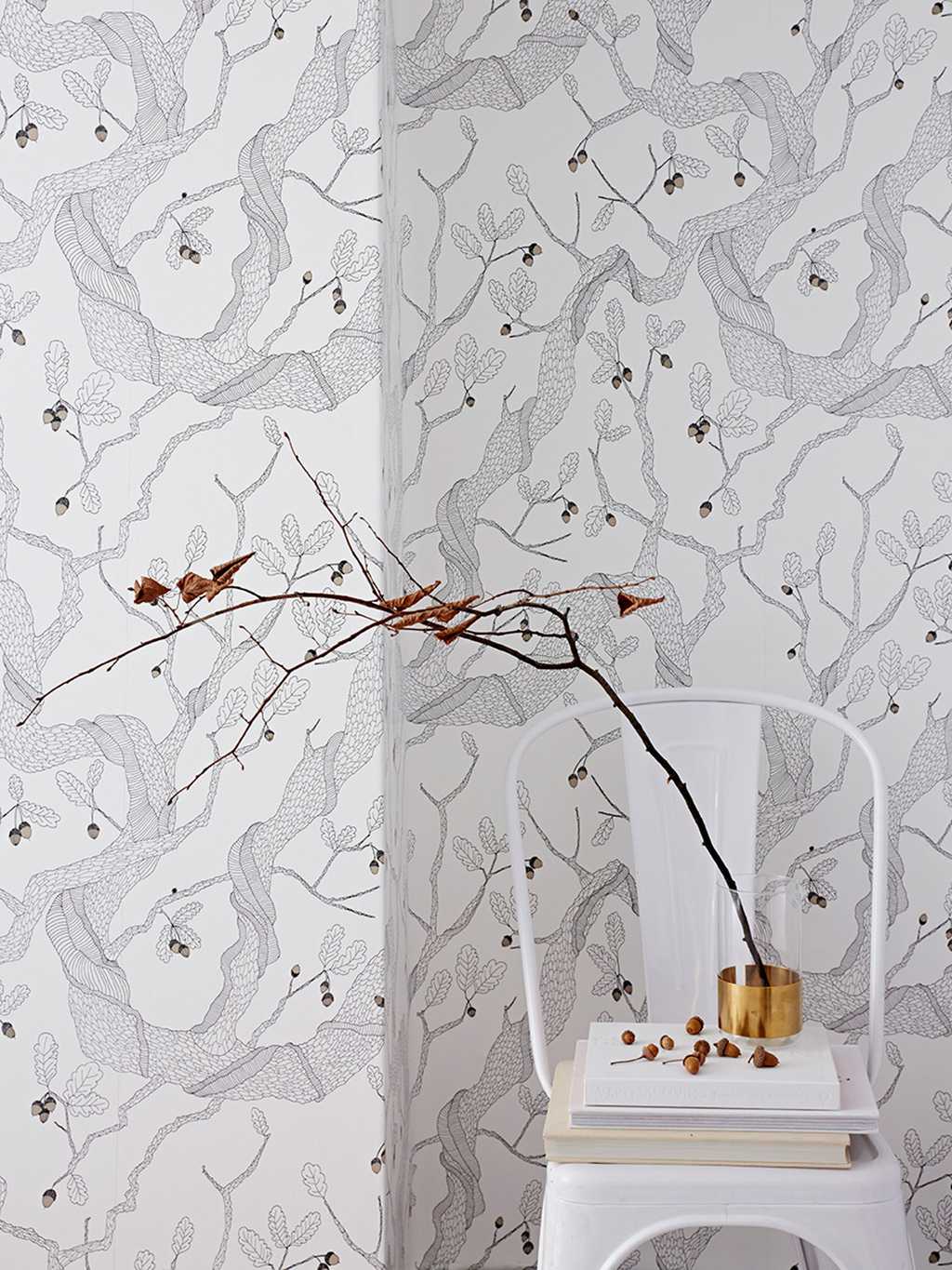 Oak Tree, White - wall design