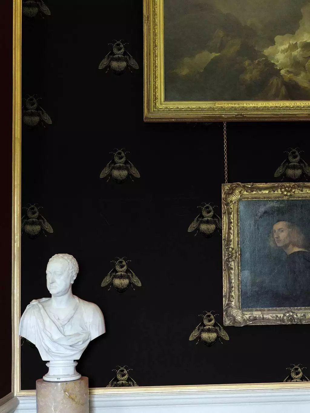 Napoleon Bee, Black & Gold on Black - Fauna - Tier Tapeten - Tiere - animal print - Schwarz - Timorous Beasties