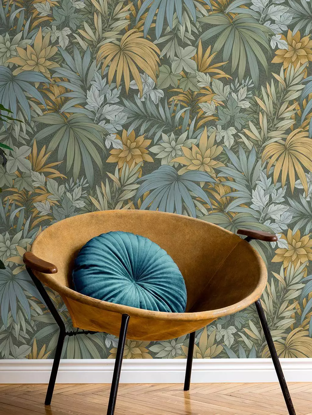 Allure Jungle, col. 02 - Blätter - Florale Muster - Gelb - Grün - Hellblau - DECOPRINT