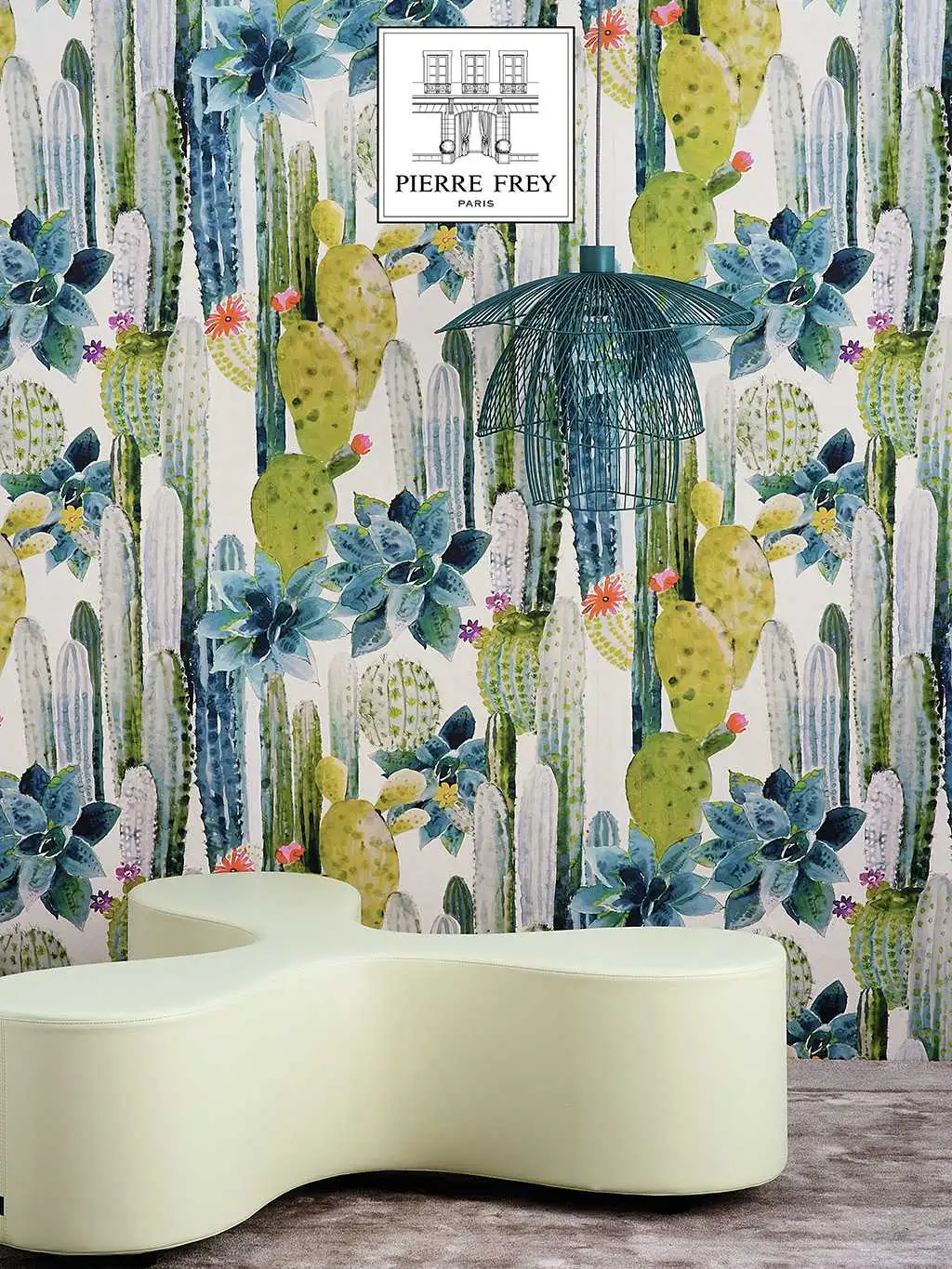 Raumbild Cuilko, col.01 - Bäume - Creme - Grün - Petrol - PIERRE FREY GmbH