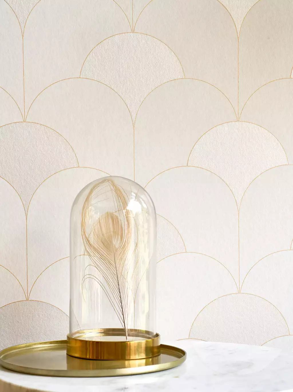 Theatre, beige lin - Art Deco - Grafische Muster - Kreise - Creme - Gold - Casadeco