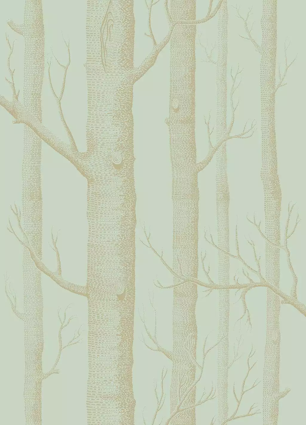 Woods Whimsical, Metallic Gold on Duck Egg