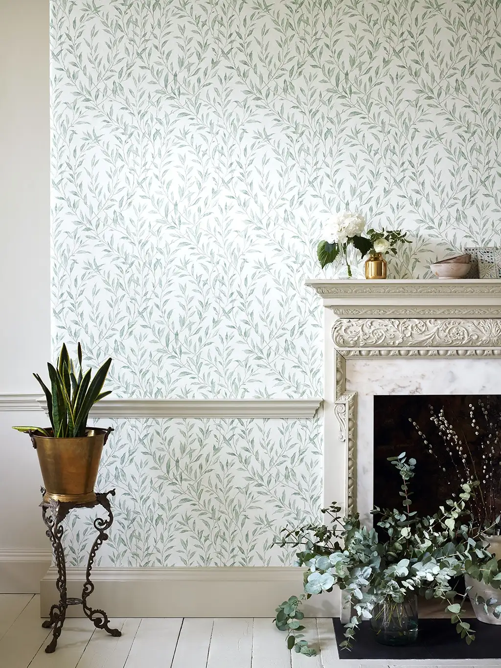 Osier, col. 9 - Blätter - Äste - Creme - Hellbraun - Hellgrün - Sanderson 