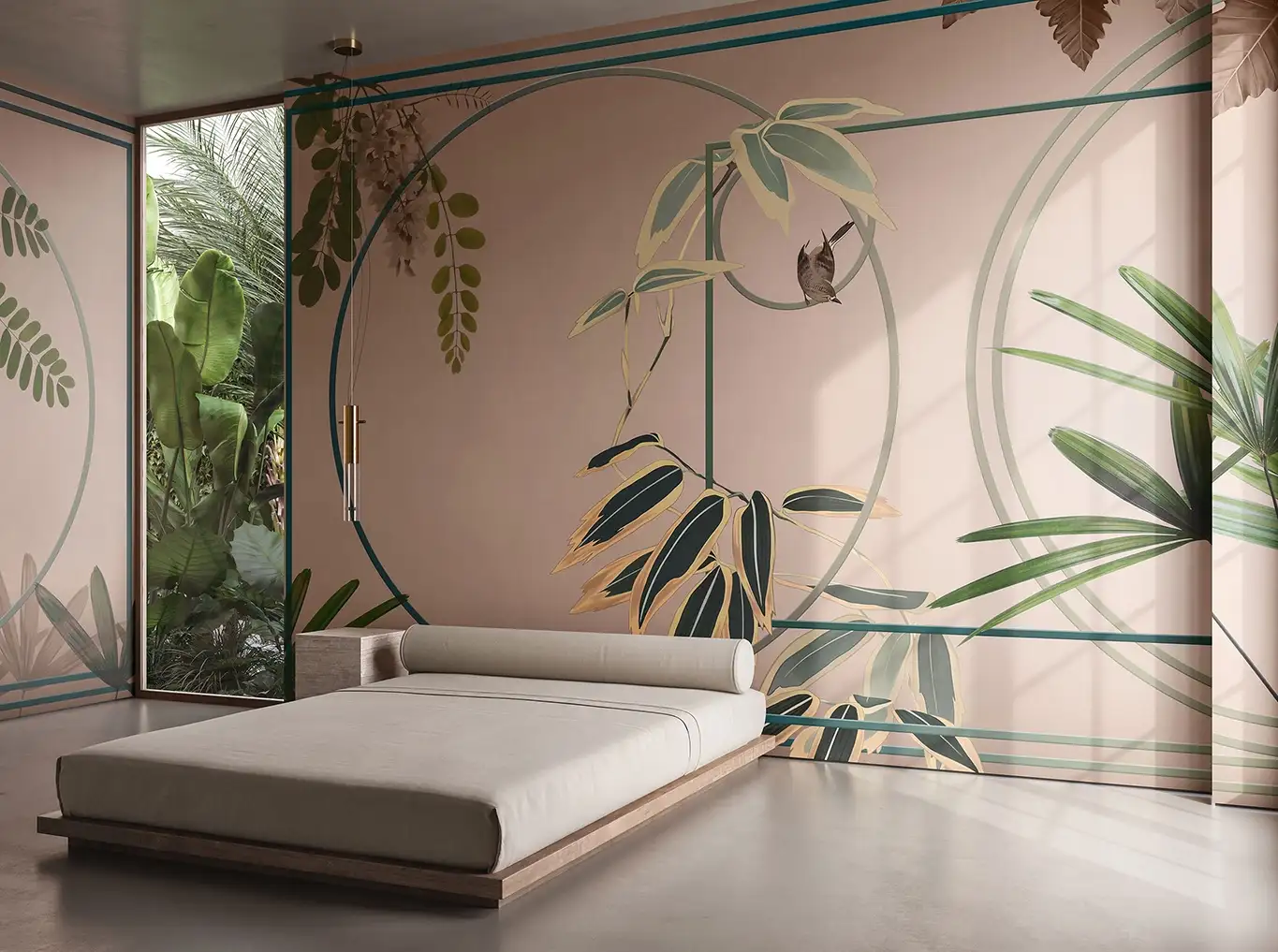 PER SEMPRE - Blätter - Kreise - Tapeten mit Vogelmotiven - Tier Tapeten - Creme - Hellbraun - Glamora