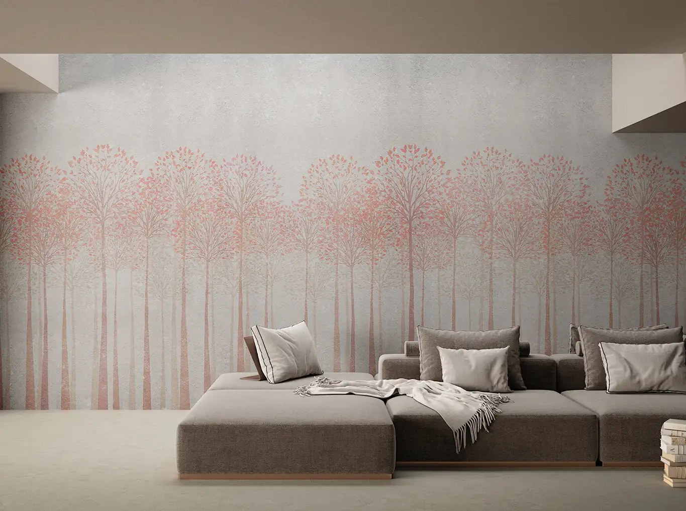 DECORUM - Bäume - Creme - Rot - YOYO