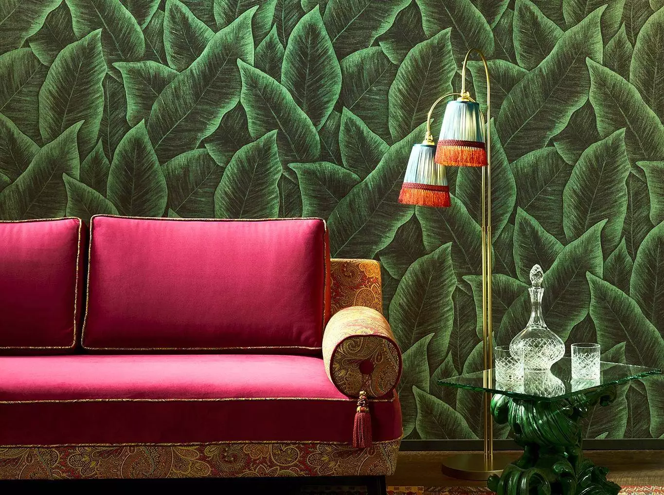 Bird of paradise, Emerald - Blätter - Anthrazit - Gold - Grün - ARTE