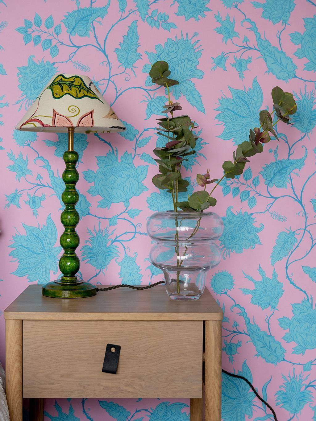 Hermosa Wallpaper in Pink/Turquoise - blumen