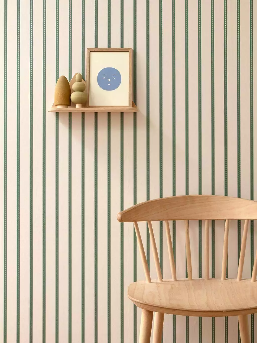 Ribbon, green on cream
