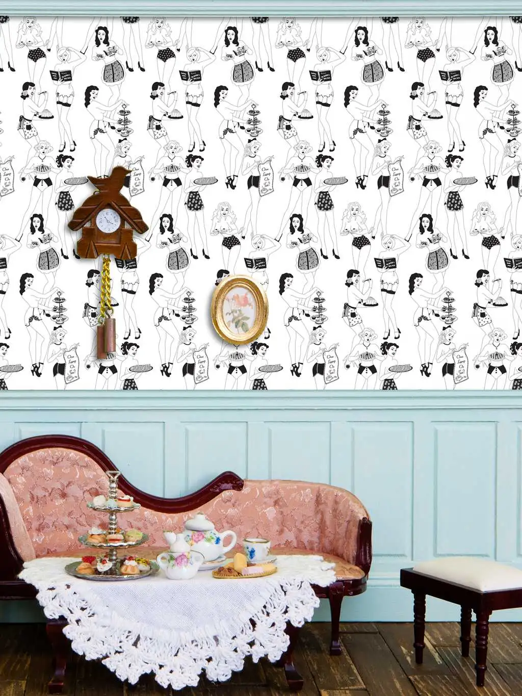 Raumbild Time for Tea - Figuren - Schwarz - Schwarz und Weiß - Weiß - Dupenny