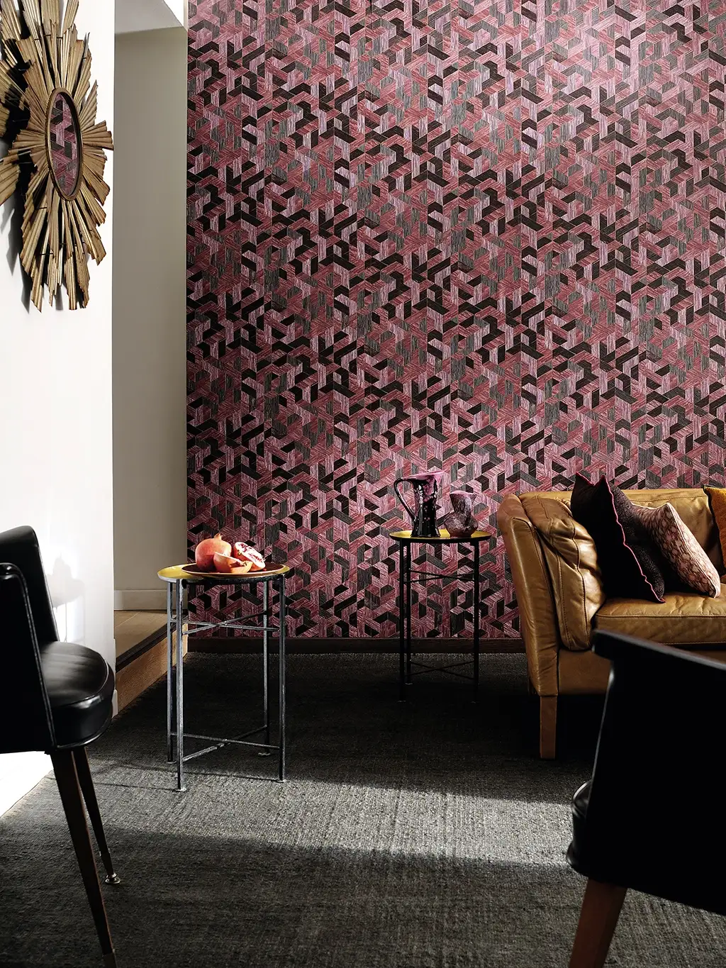 Raumbild Juego de paja, col. 6 - Graphisch - Anthrazit - Weinrot - Èlitis