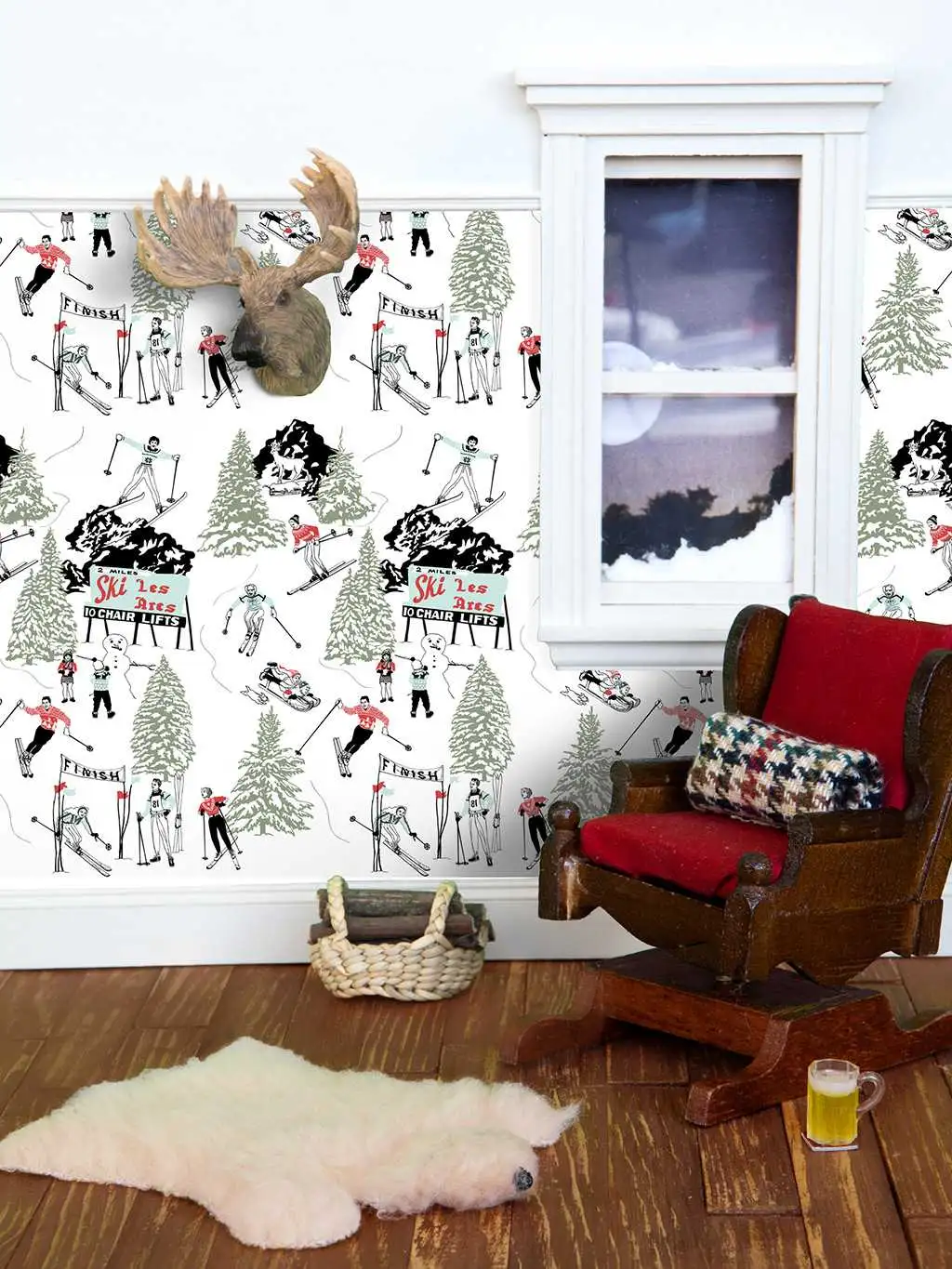 Winter Sports - Bäume - Figuren - Sport - Hellgrün - Rot - Schwarz - Weiß - Dupenny