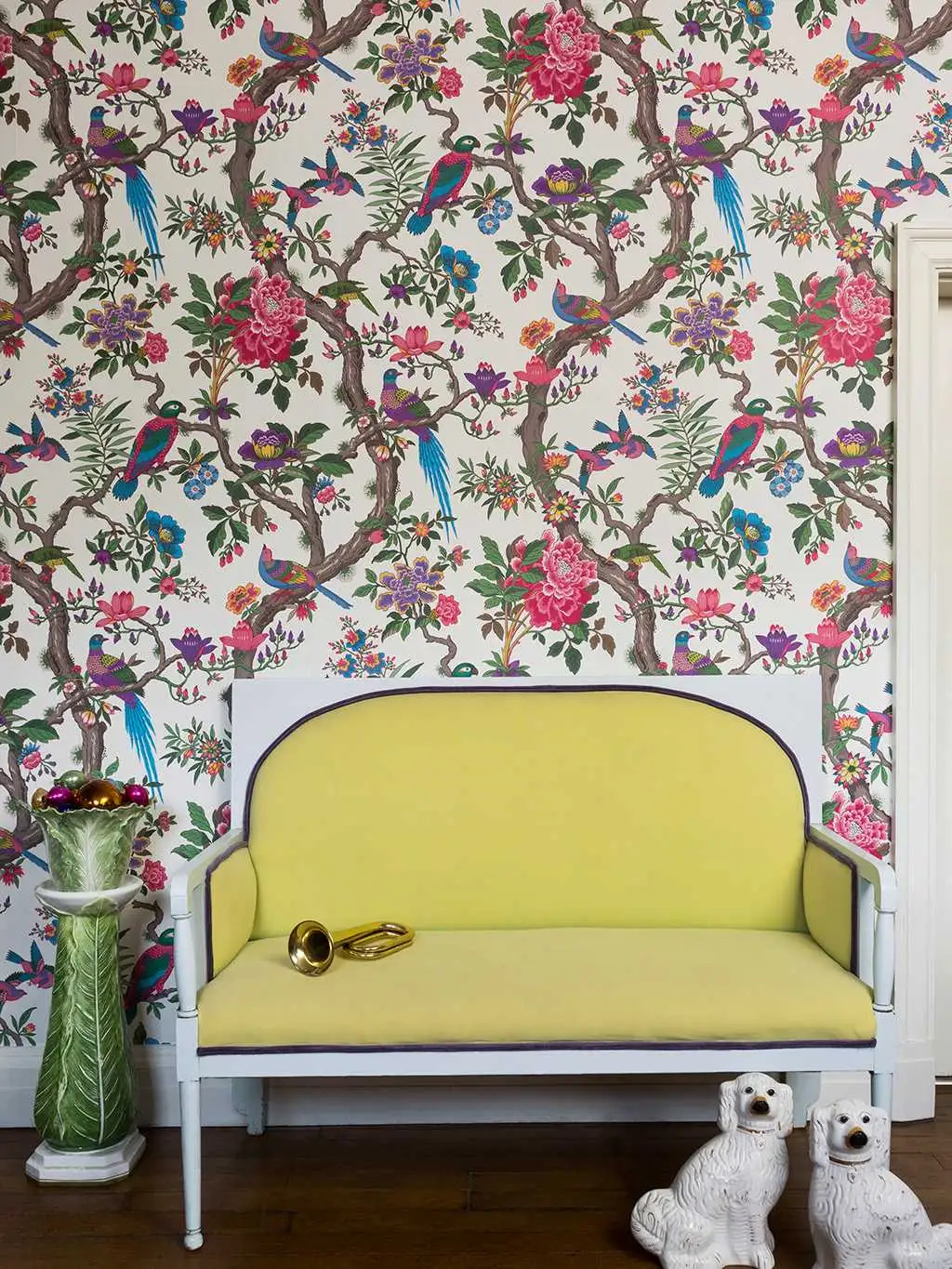 Fontainebleau, col.50 - Blätter - Bäume - Tapeten mit Vogelmotiven - Creme - Multicolor - Cole & Son