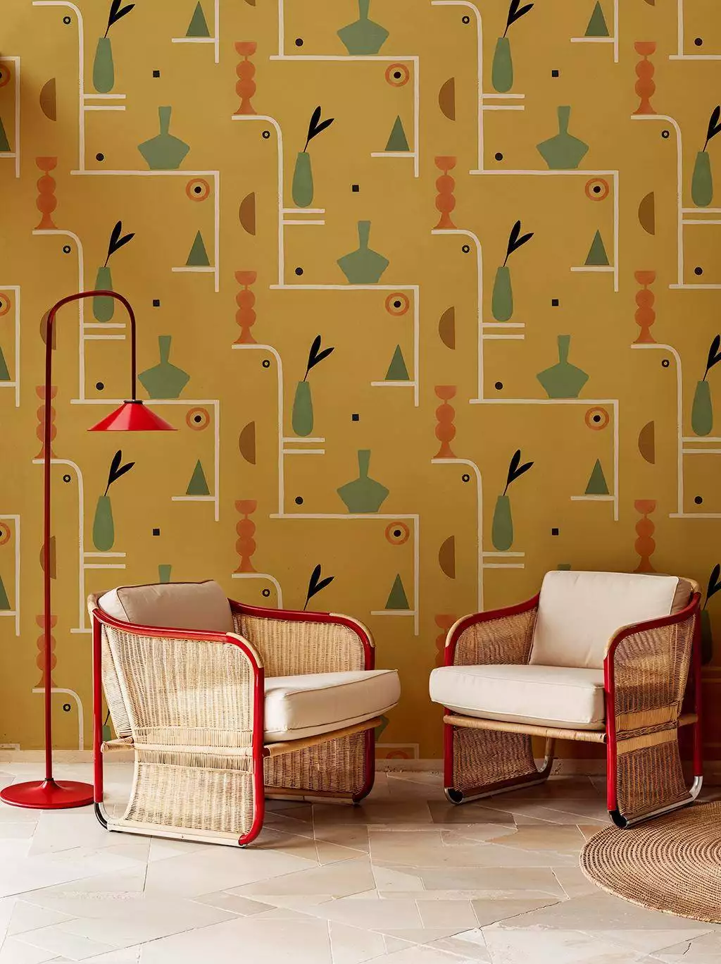 Archaeological Forms Ocher - Blumen - Florale Muster - Gegenstände - Moderne Muster - Multicolor - Tres Tintas