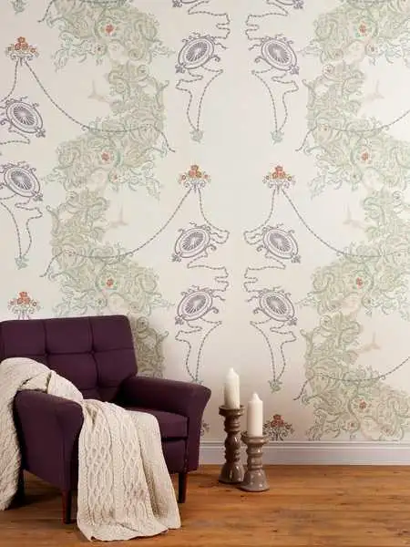 Tea Anyone, CW4 - Figuren - Ornamente Tapeten - Creme - Grau - Grün - Multicolor - Jill Phillips