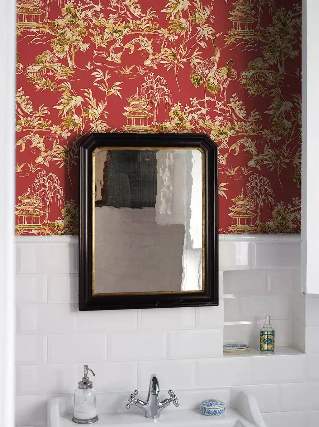 Ming Pagoda Ruby - Blumen - Blätter - Bäume - Fauna - Florale Muster - Gebäude - Landschaft - Tiere - Vögel - Multicolor - COORDONNÈ