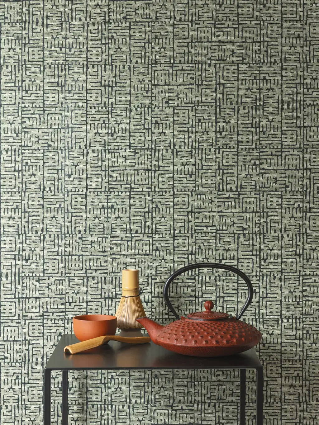 Hoshi, col. 05 - Asia - Graphisch - Anthrazit - Hellgrün - Masureel