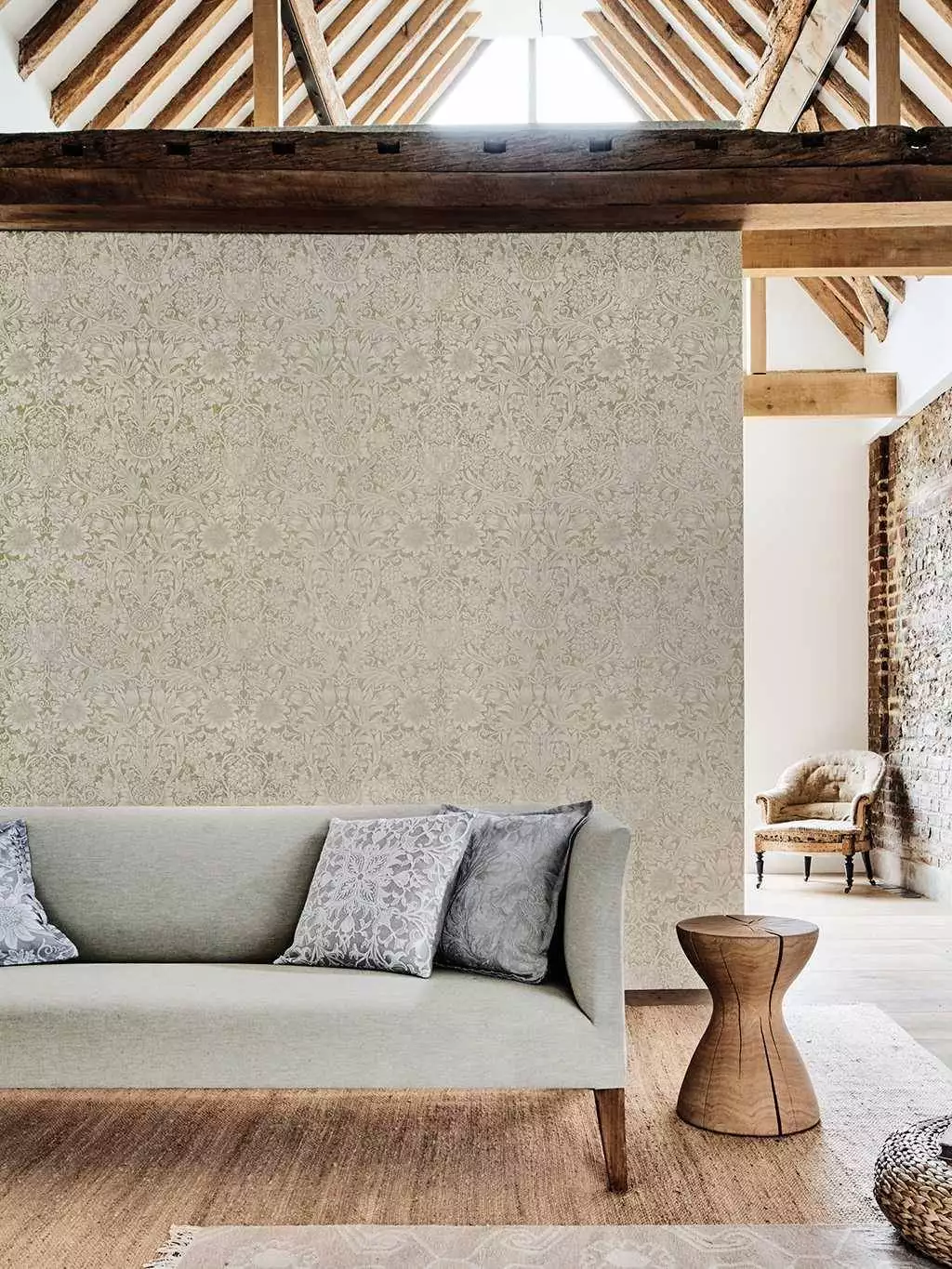 Pure Sunflower, col. 07 - Blumen - Blätter - Gold - Hellbraun - Weiß - Morris & CO