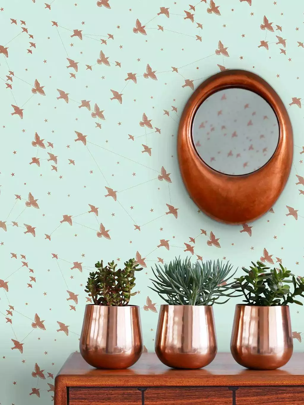 Star-ling, pale verdigris & copper