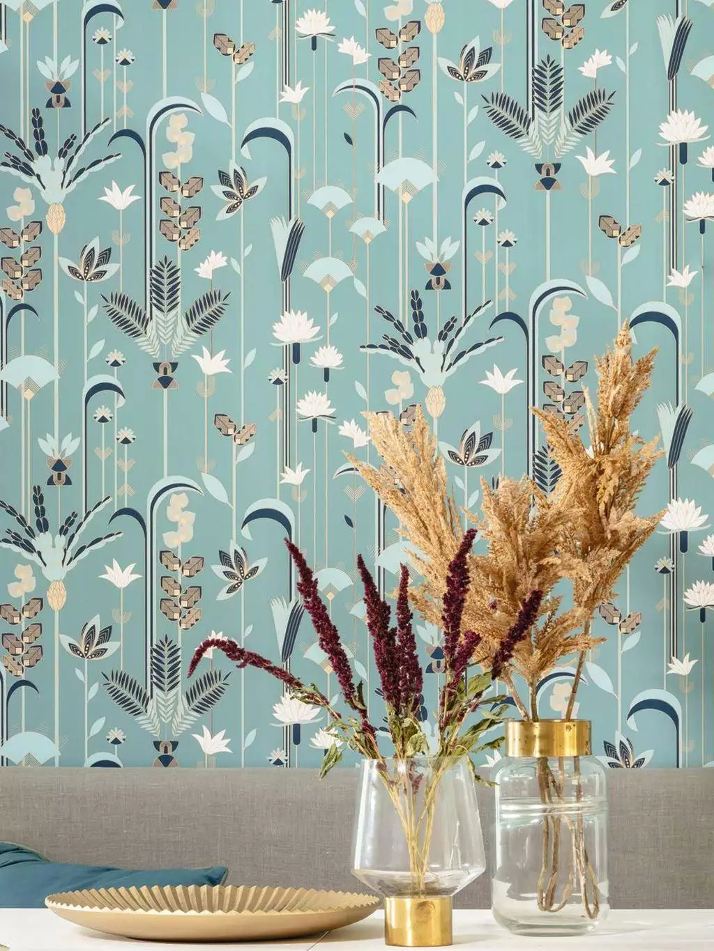 Ephemeral, col. 23 - Blumen - Blau - Gold - Weiß - Caselio