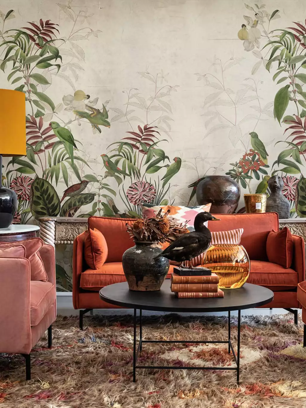 Vigor - Blumen - Blätter - Exotische Tapeten - Fauna - Florale Muster - FotoTapeten - Landschaft - Tiere - Vögel - Multicolor - Rebel Walls