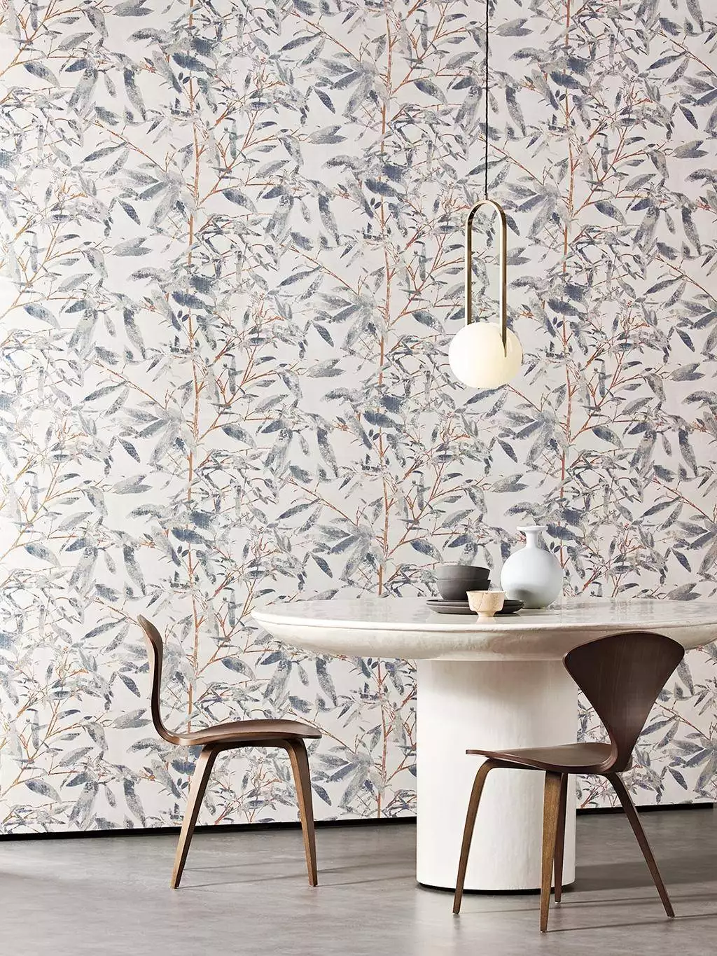 Sumba, col. 4 - Blätter - Äste - Anthrazit - Braun - Creme - Silber - ROMO