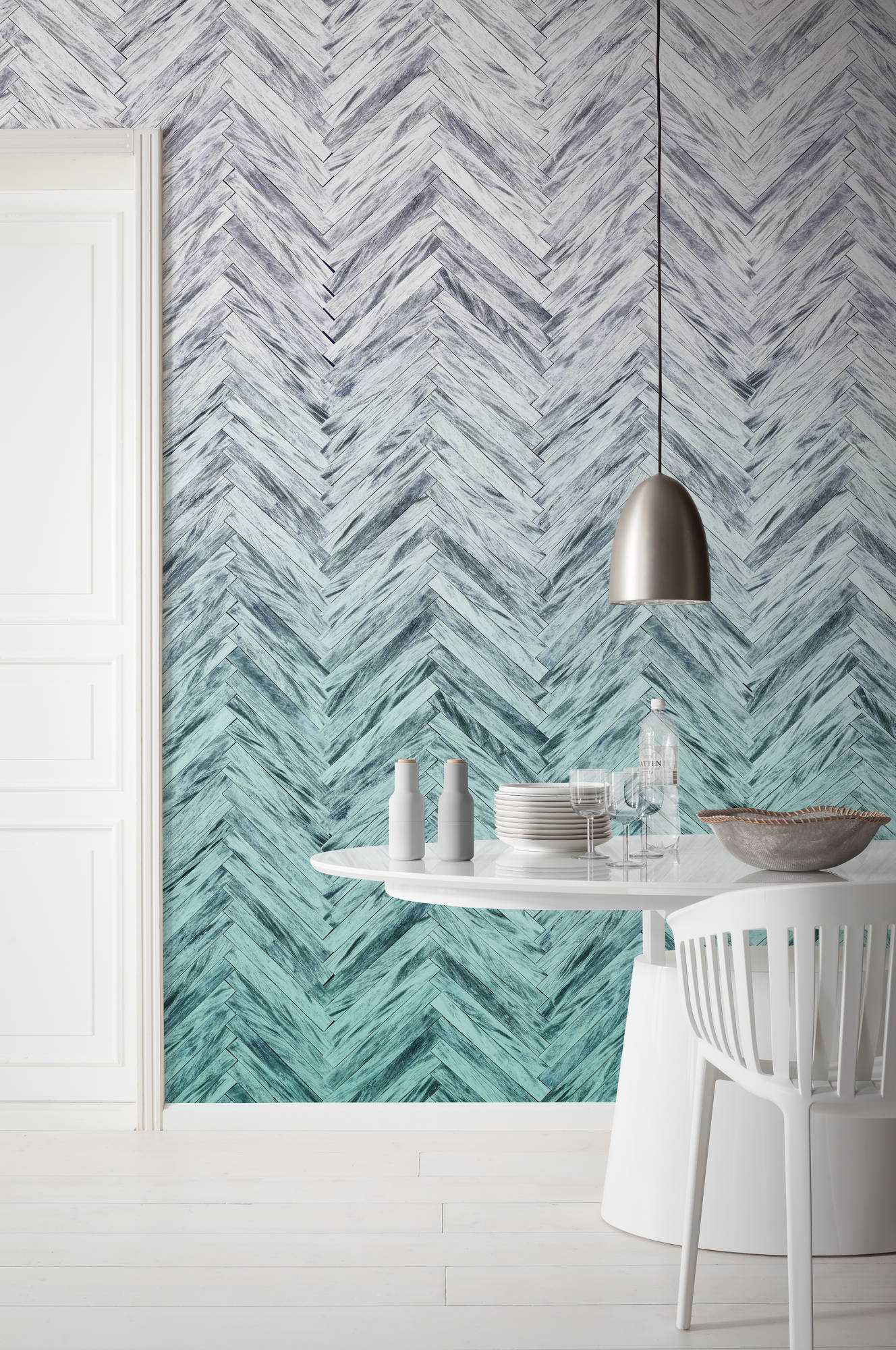 Herringbone, Mint - farbverlauf