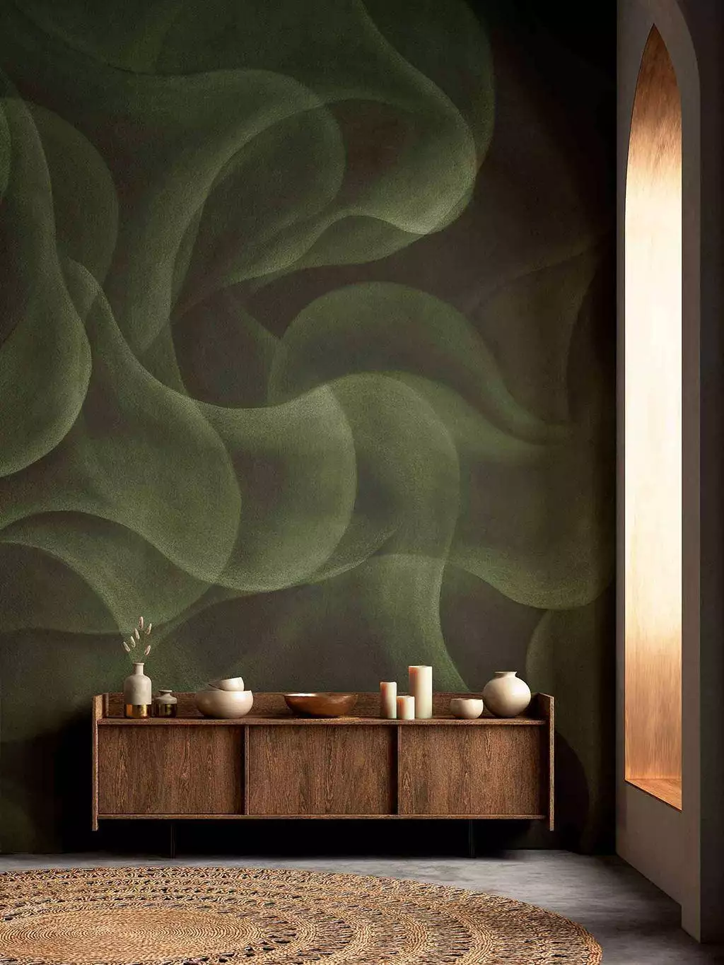 My cave Green - FotoTapeten - Moderne Muster - Wellen - Grün - COORDONNÈ