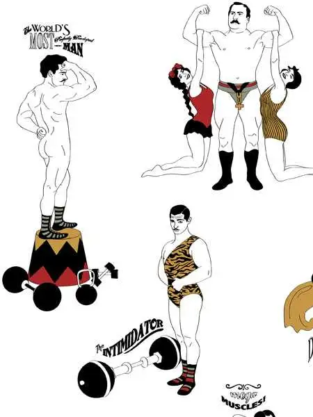 Ausschnitt Strongman, colour - Figuren - Grau - Ocker - Rot - Weiß - Dupenny