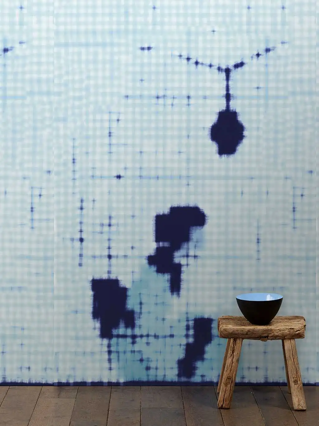 Raumbild PNO-06 - Figuren - Karo Tapeten< - br /> - Blau - Hellblau - Weiß - NLXL