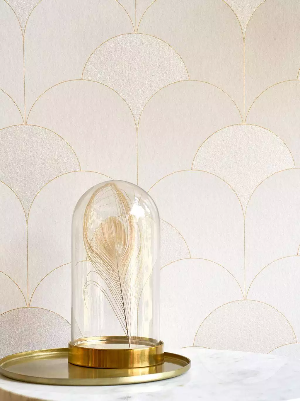 Theatre, col. 31 - Art Deco - Grafische Muster - Kreise - Creme - Gold - Casadeco