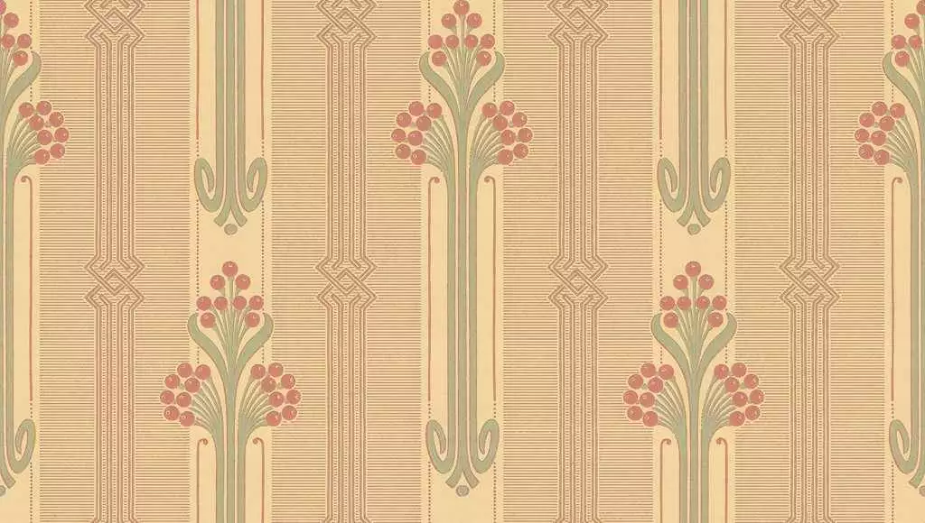 Coralie, col. 11 - Florale Muster - Formen - Linie - Grau - Ocker - GAMMALSVENSKA