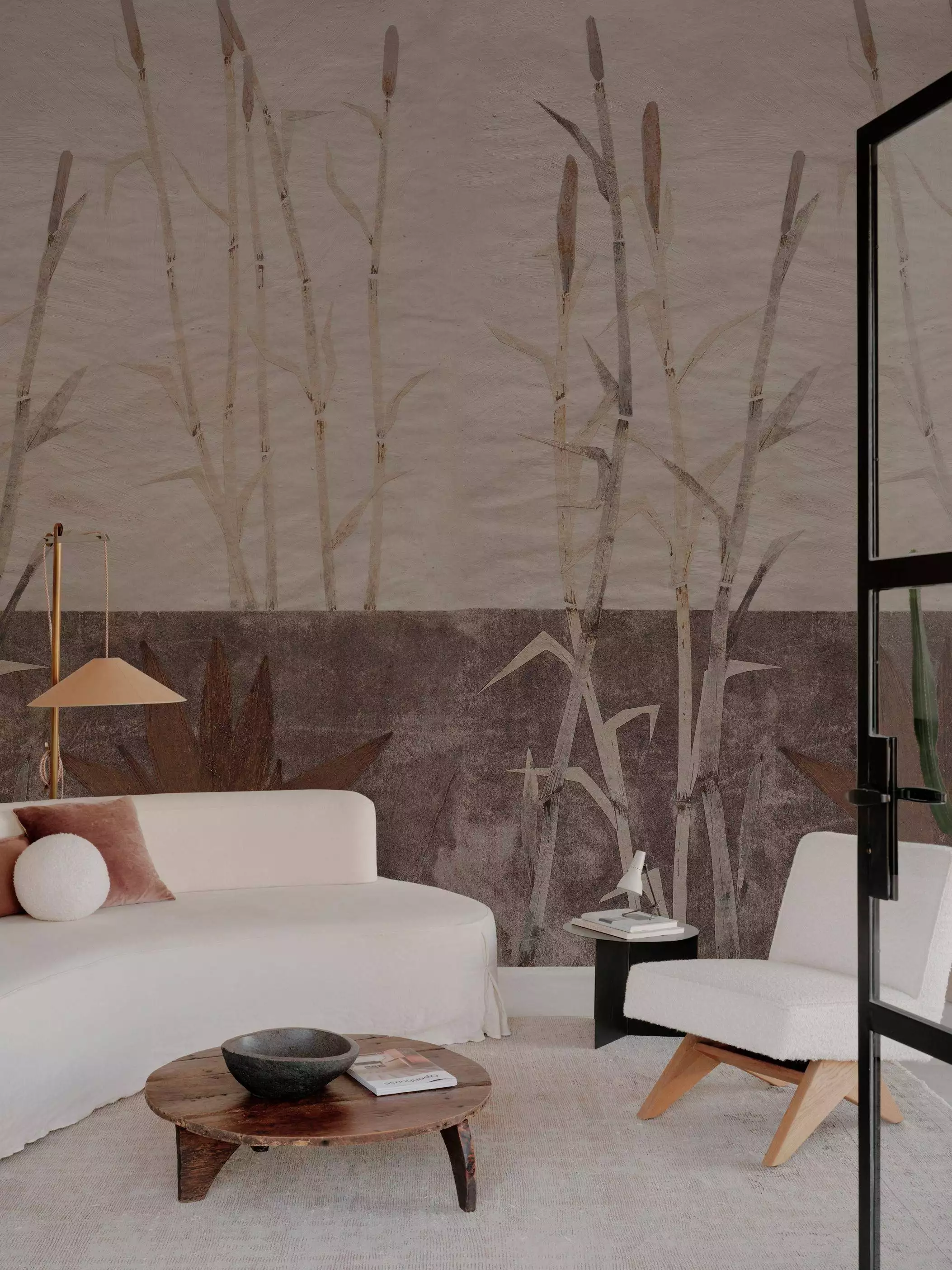 Koraju, col.01 - Blätter - Gras - Landschaft - Beige - Braun - Creme - wall & decò