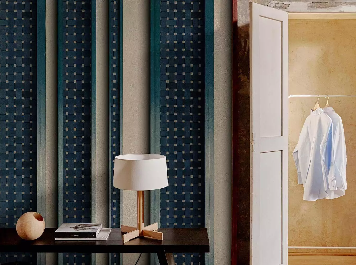 Prestigio - Gewebe - Anthrazit - Blau - Creme - Türkis - wall & decò