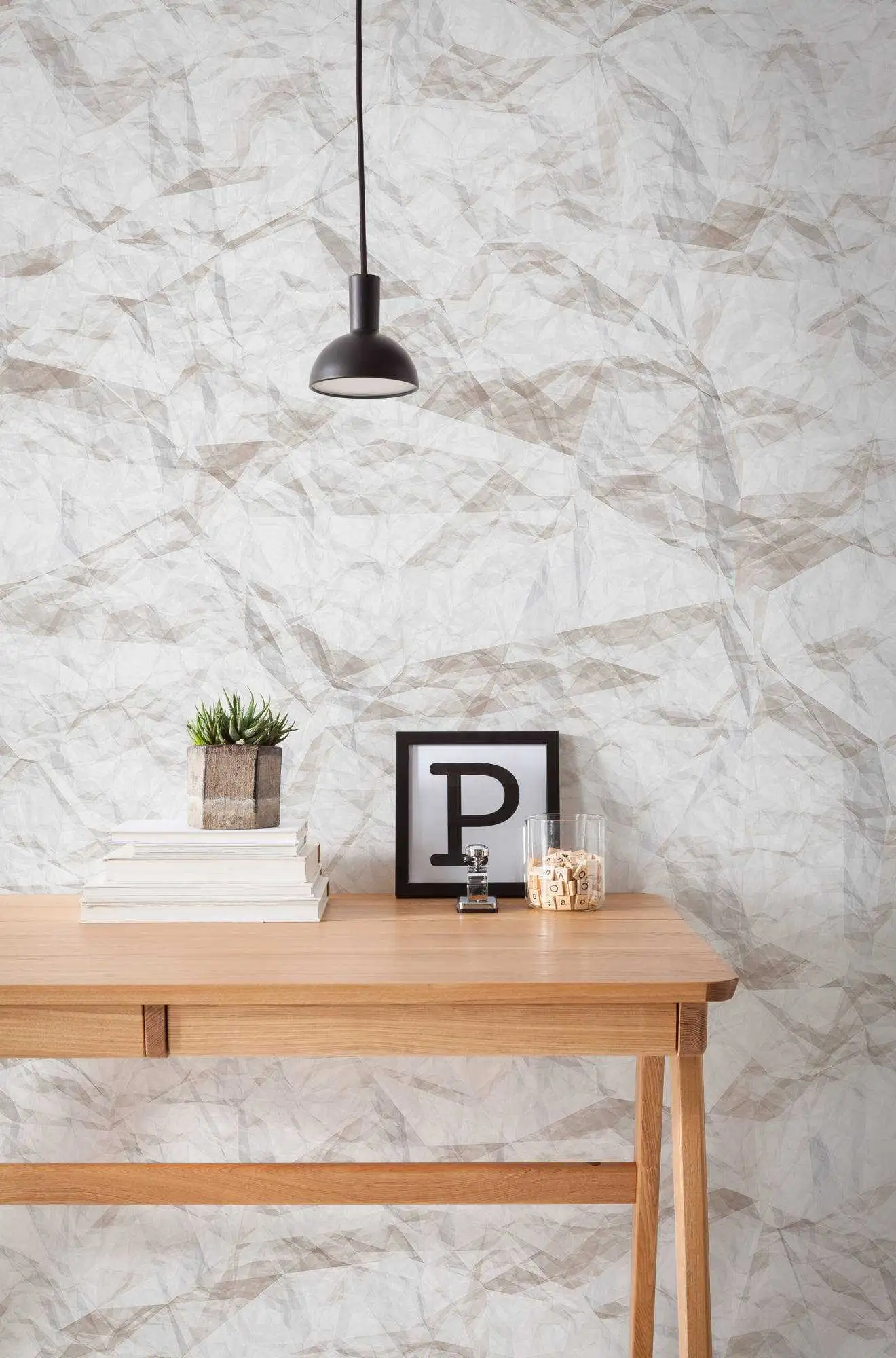 Raumbild Crumpled - Papiertapeten - Grau - Weiß - Komar.Vlies