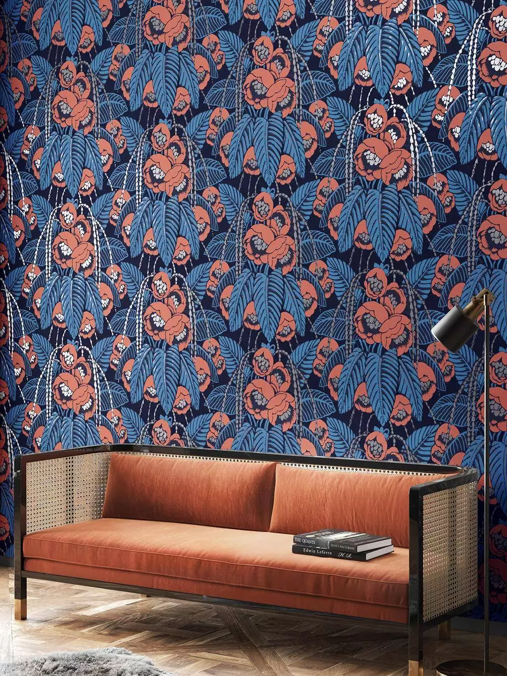 Gladis Imperial, col. 03 - Blumen - Blätter - Blau - Rot - Silber! - Masureel