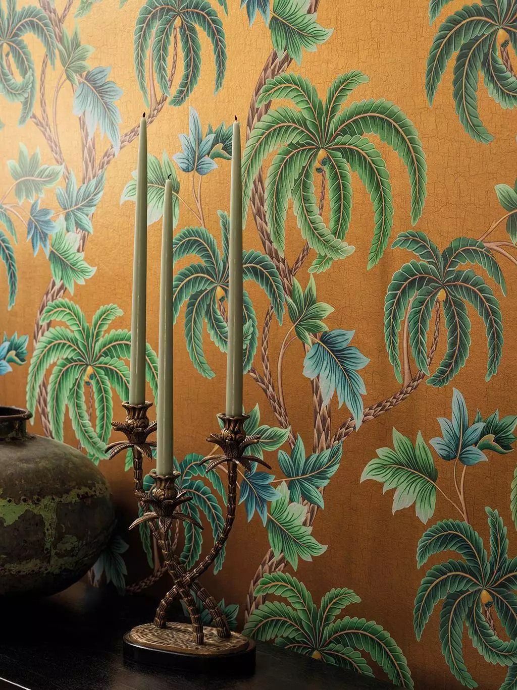 Shalimar, col. 03 - Blätter - Bäume - Florale Muster - Braun - Gold - Grün - Osborne & Little