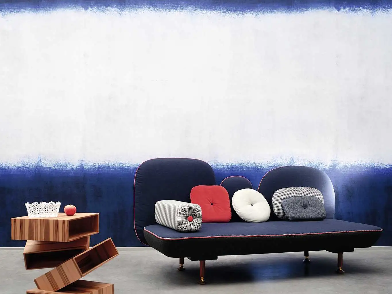 Raumbild Sirtaki, col.02 - Farbverlauf - Blau - Creme - Weiß - Èlitis