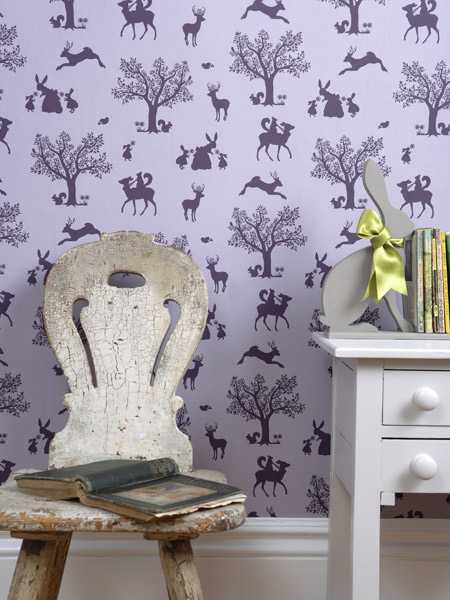 Enchanted Wood, Lilac - wallpaper for walls