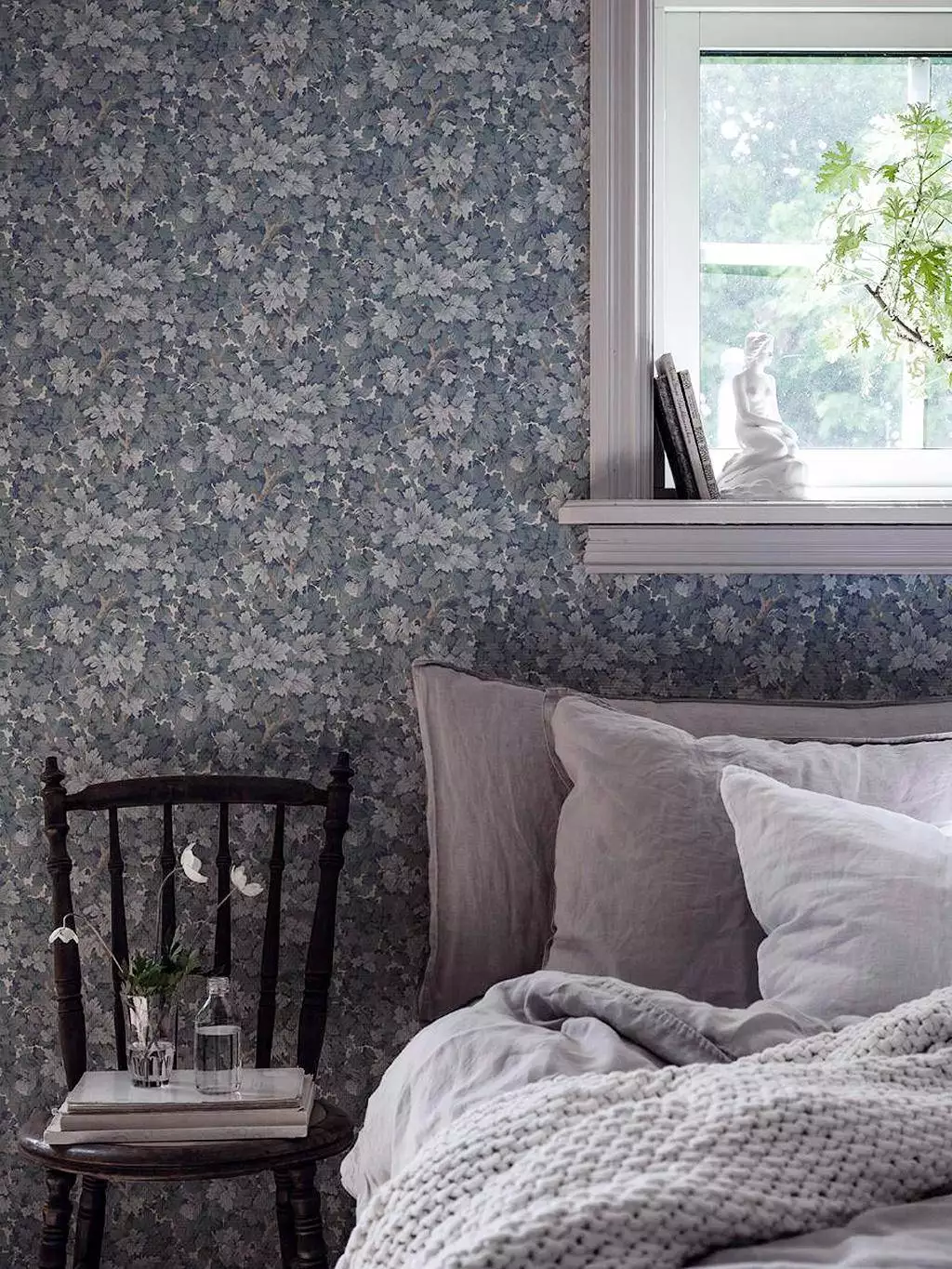 Lilla Dockekulla, blue - Blätter - Florale Muster - Blau - Braun - Creme - Hellblau - GAMMALSVENSKA