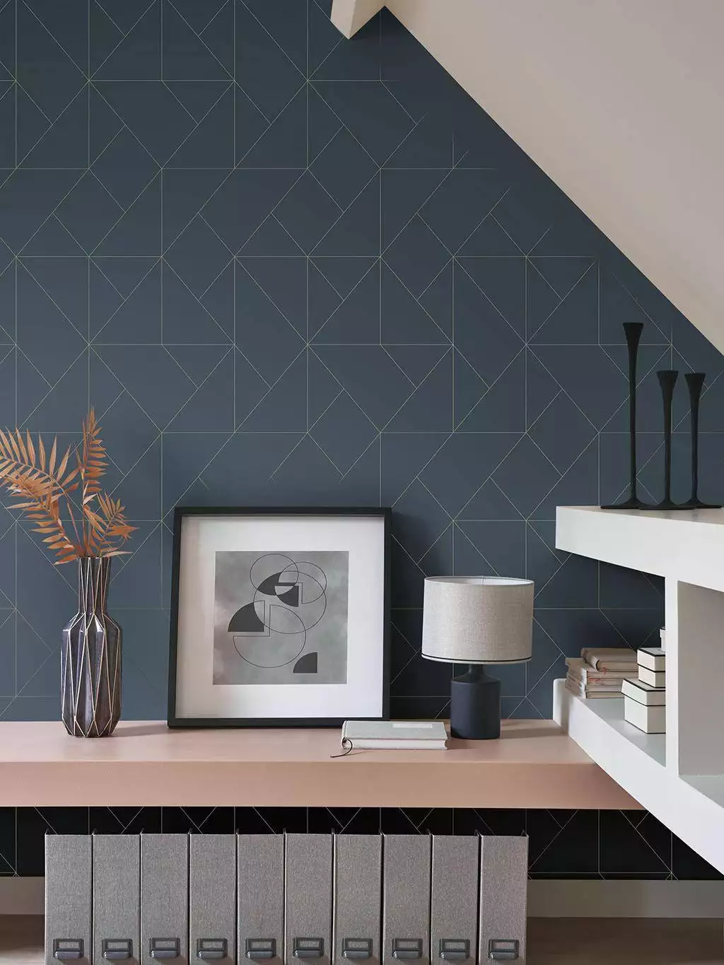 Subtilite, col. 03 - Grafische Muster - Linie - Blau - Gold - Casadeco