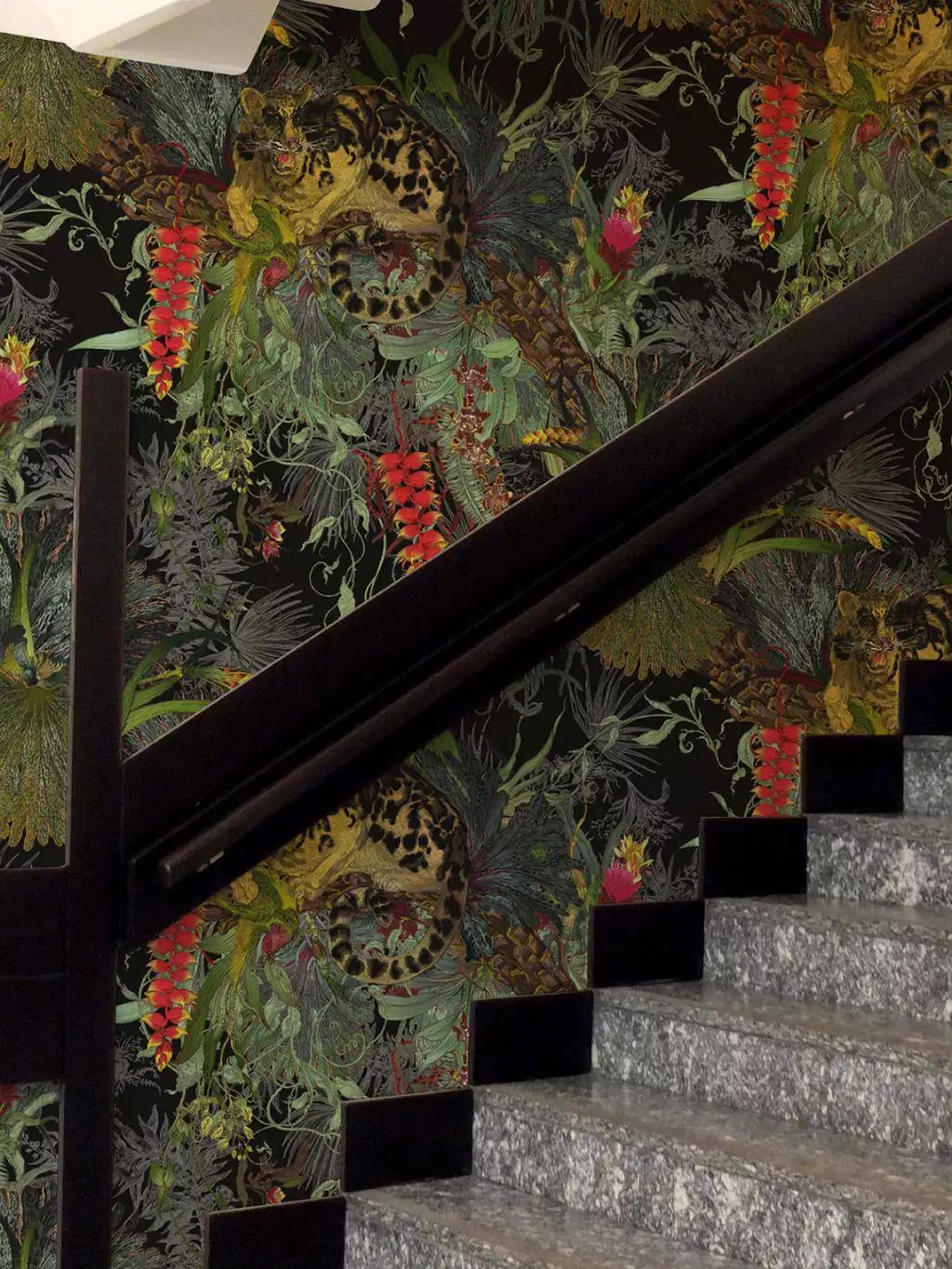 Tropical Clouded Leopard Superwide Wallpaper, Black